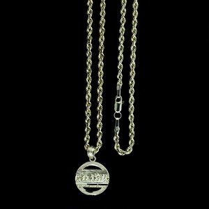 10K Real Gold Rope Chain and Last Supper Pendant Set